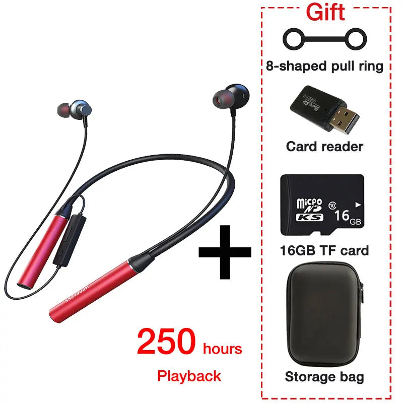 EARDECO Fone de ouvido Bluetooth sem fio com microfone, estéreo, faixa de pescoço, fone de ouvido esportivo, cartão TF, 180 horas de duração