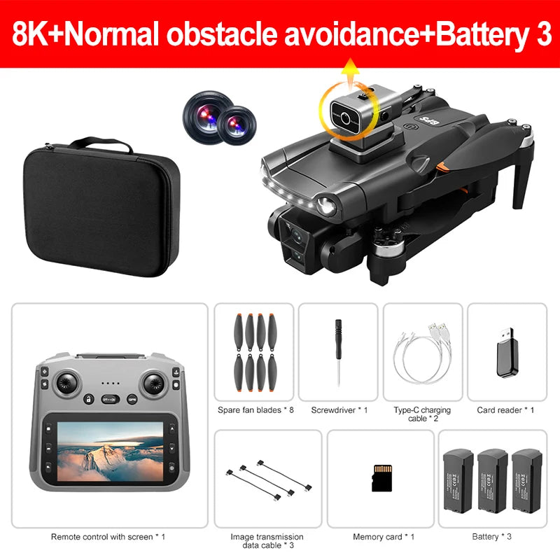 DRONE :Xiaomi V198MAX GPS Drone 8K Professional Camera Aerial FPV Brush Laser Obstacle with Large Screen Remote Control Folding Dron
