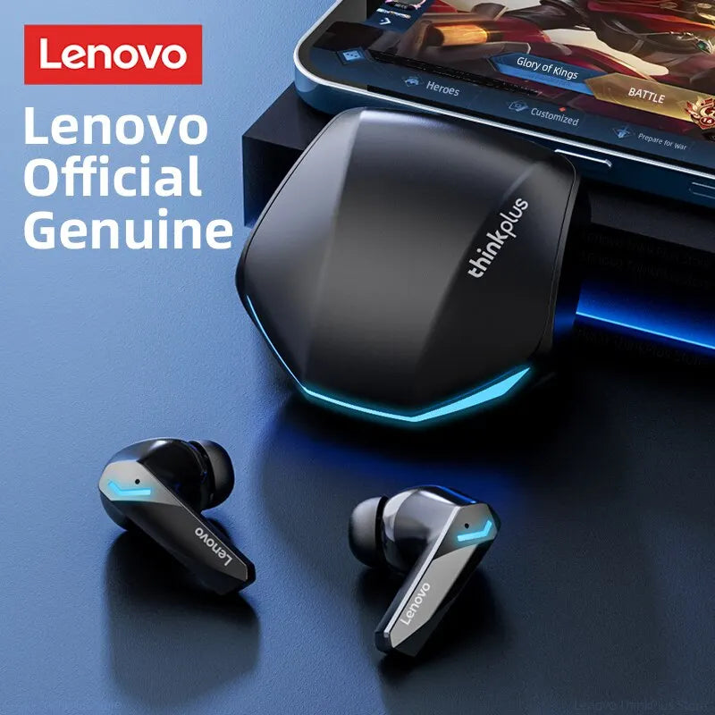 Fones de ouvido Lenovo GM2 Pro Bluetooth 5.3, esportivos sem fio intra-auriculares para jogos, fones de ouvido de música com baixa latência e modo duplo.