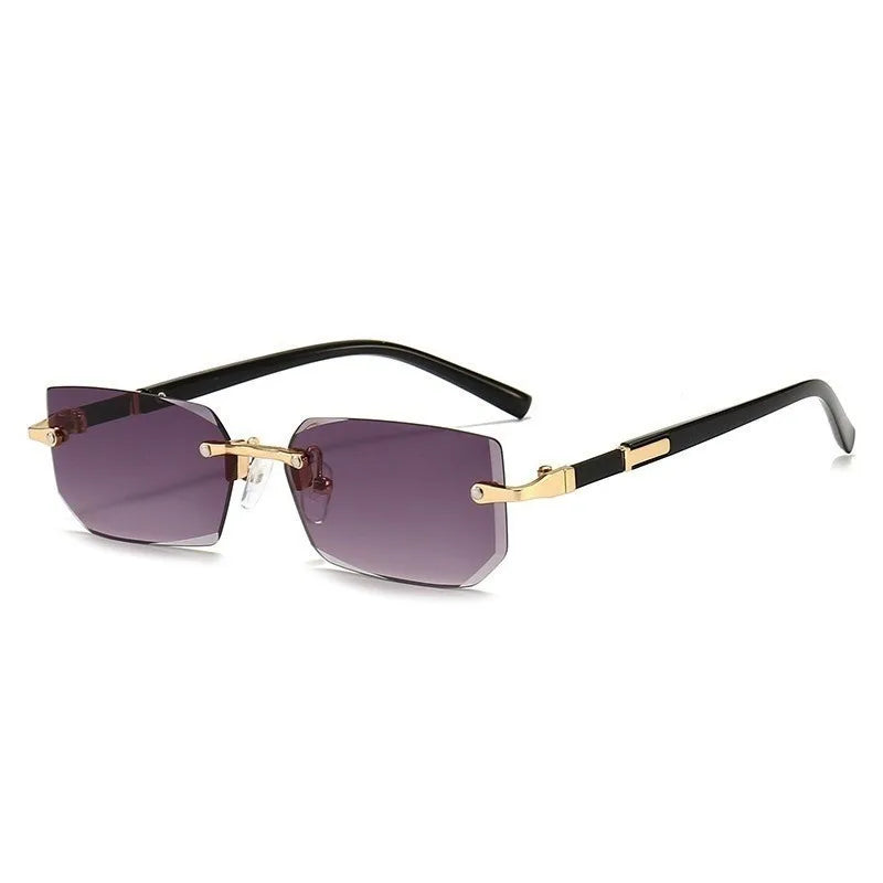 Charme e Elegânçia ,Óculos de Sol Retrô, Marca Designer, Sem Aro, Lentes Recortadas,Sem Armação