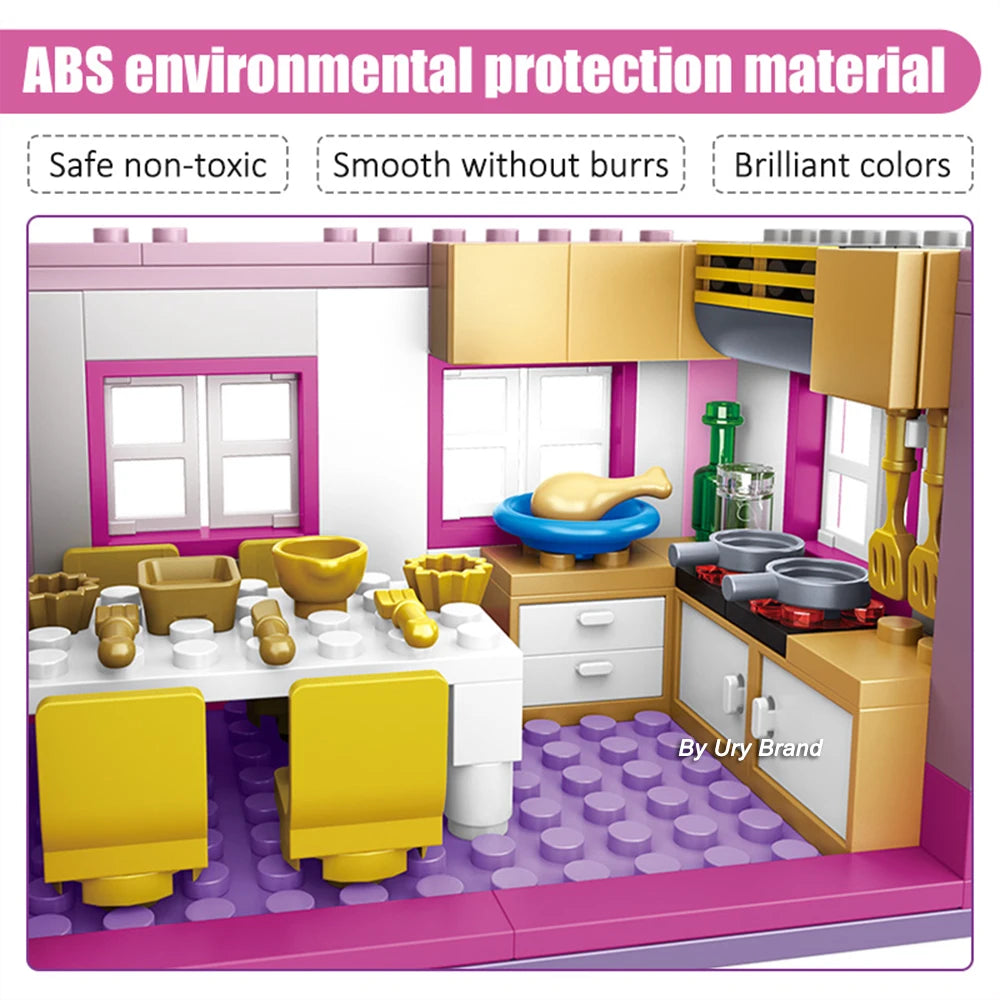 sua criança vai amar ,Casa Verão , Blocos de Construção, Conjuntos Figuras Piscina, Brinquedos meninas DIY para Presente