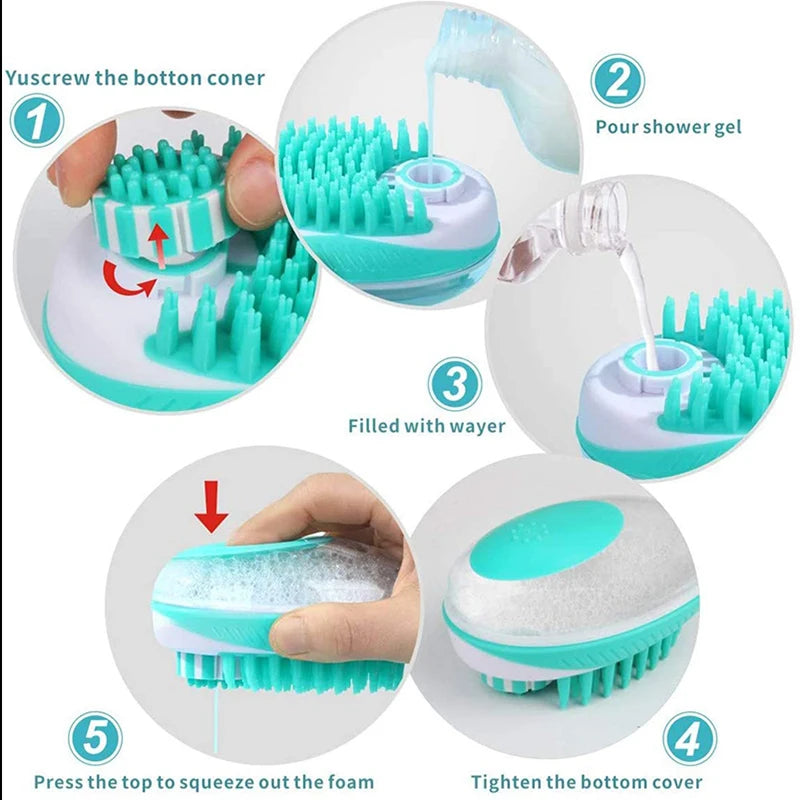 Escova de banho para cães e gatos 2 em 1, pente de massagem para spa de animais de estimação, silicone macio, chuveiro para animais de estimação, escova para limpeza de pelos de cães !!!