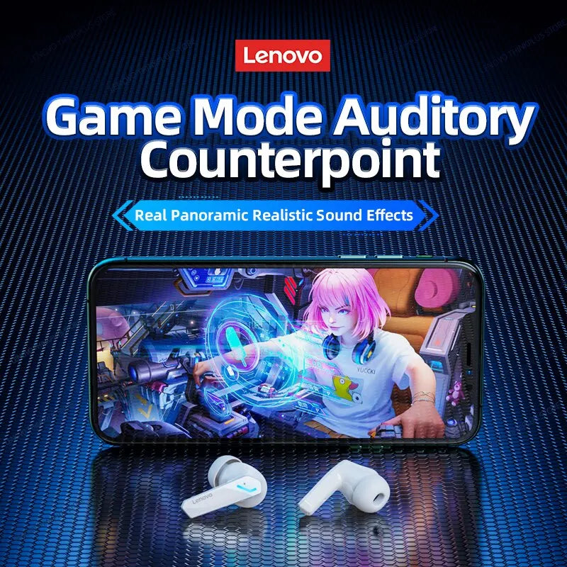Fones de ouvido Lenovo GM2 Pro Bluetooth 5.3,  esportivos sem fio intra-auriculares para jogos, fones de ouvido de música com baixa latência e modo duplo.