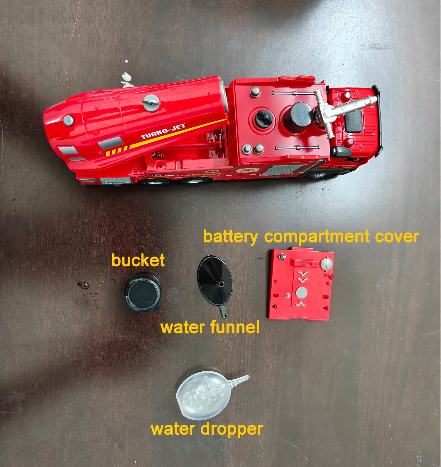 Caminhão de Bombeiros Modelo Escala 1:32 com Jato de Água, Escada Metálica, Brinquedo com Som e Luz, Portas que Abrem por Fricção, Colecionável, Presente