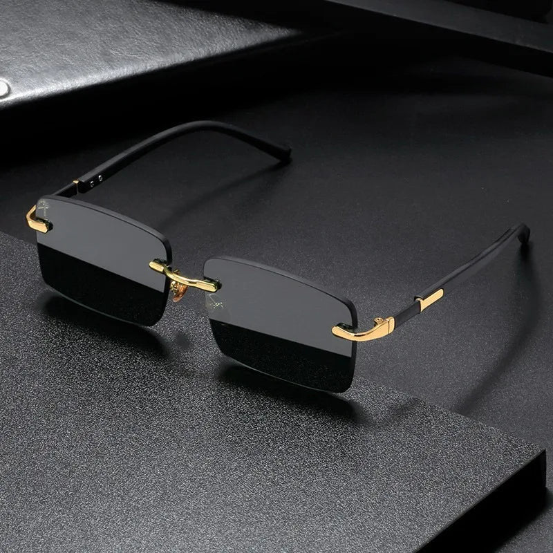Charme e Elegânçia ,Óculos de Sol Retrô, Marca Designer,  Sem Aro, Lentes Recortadas,Sem Armação