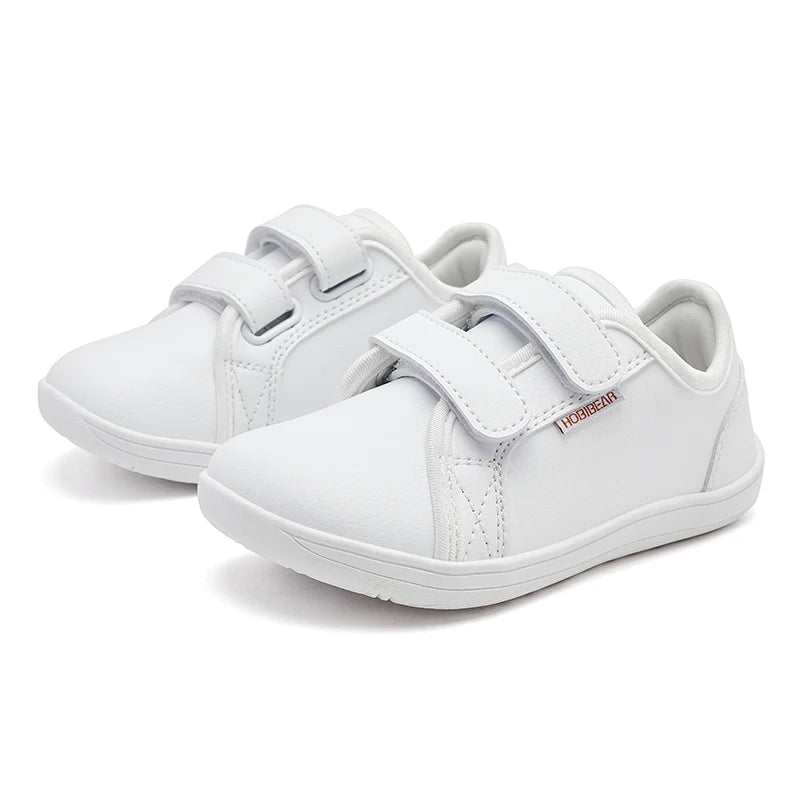 Sua criança na moda infantil HOBIBEAR Sapatos tênis minimalistas de bico largo, leves, com velcro, em couro artificial