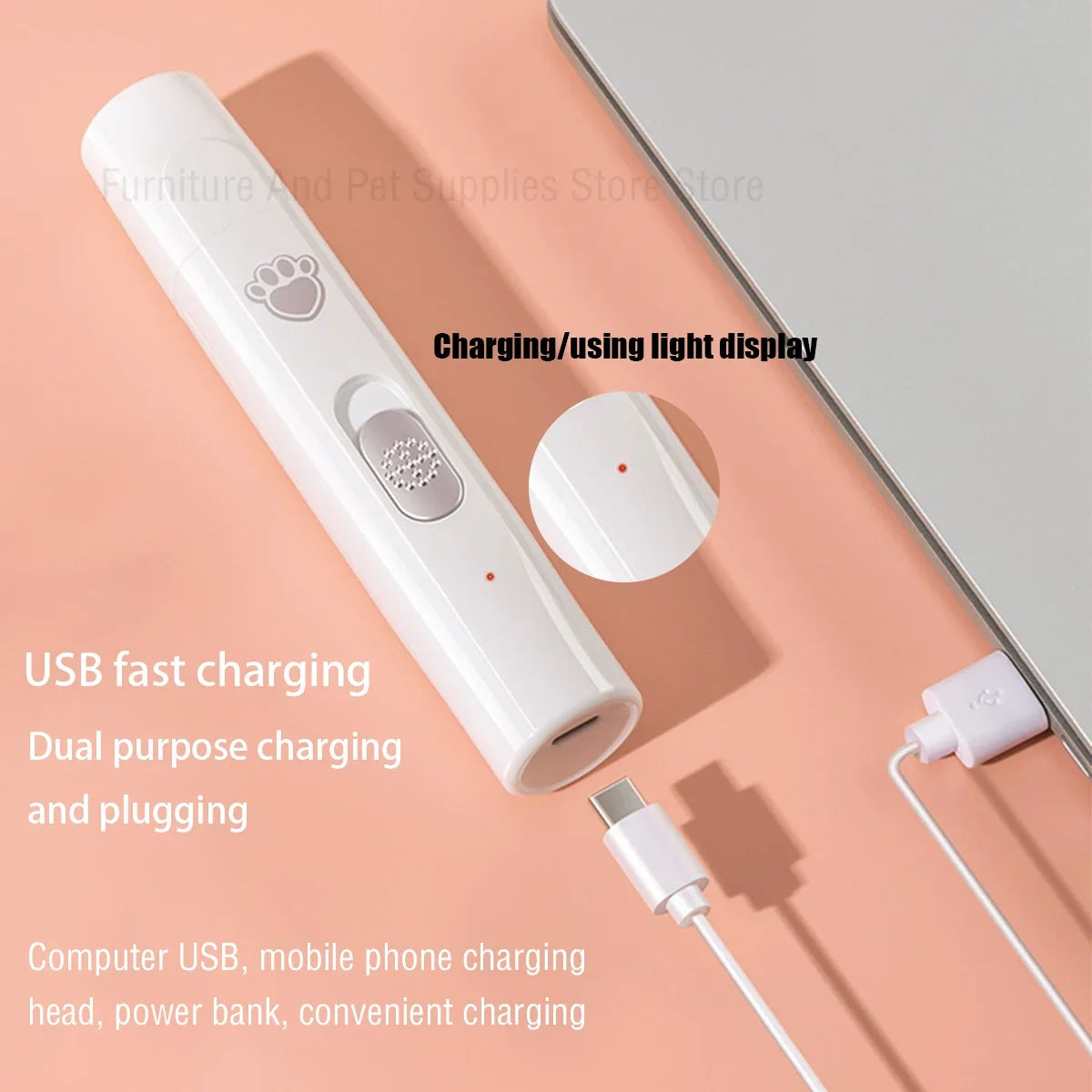 Evite que seu pet arranhe e machuque alguèm com suas unhas .Aparador de unhas elétrico para cães, recarregável via USB, indolor, com roda polidora para animais de estimação de pequeno e grande porte.