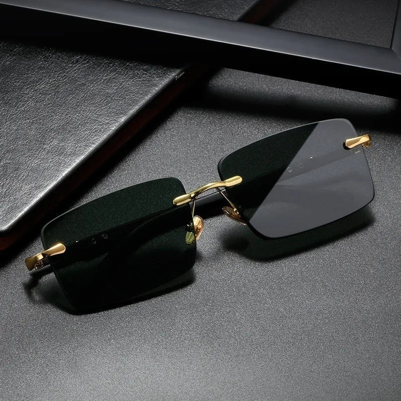Charme e Elegânçia ,Óculos de Sol Retrô, Marca Designer,  Sem Aro, Lentes Recortadas,Sem Armação