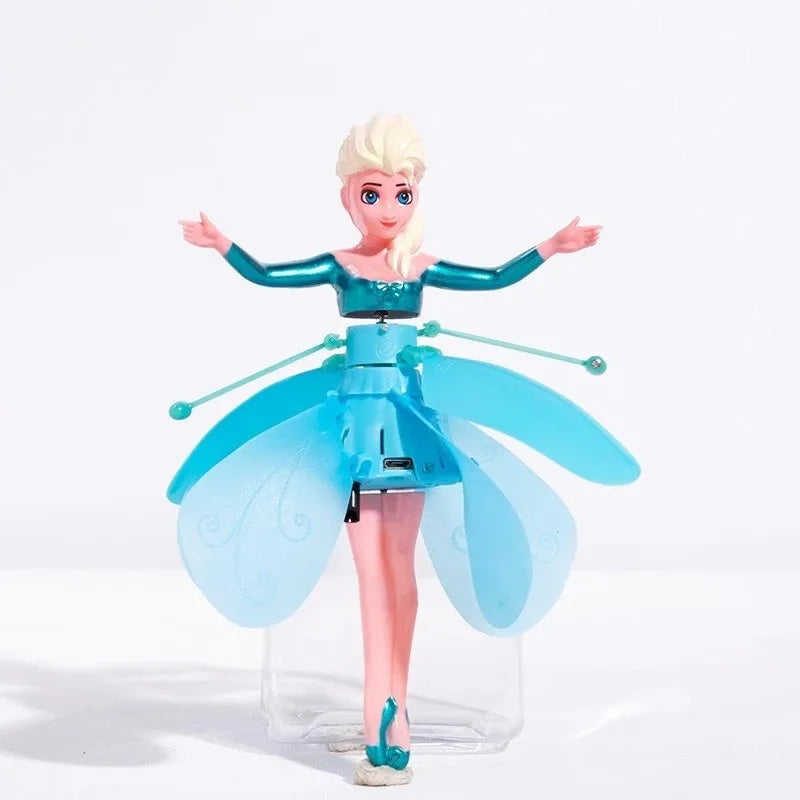 Faça a alegria da criançada ,Helicóptero de Princesa Giratório e Luminoso, Boneca Dançante com Sensor de Gestos, Brinquedo Voador Luminoso