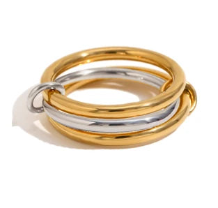 Brilho que revela quem você é.Anel de cobre de quatro aros bicolor da Niche, hipoalergênico, estilo Ins