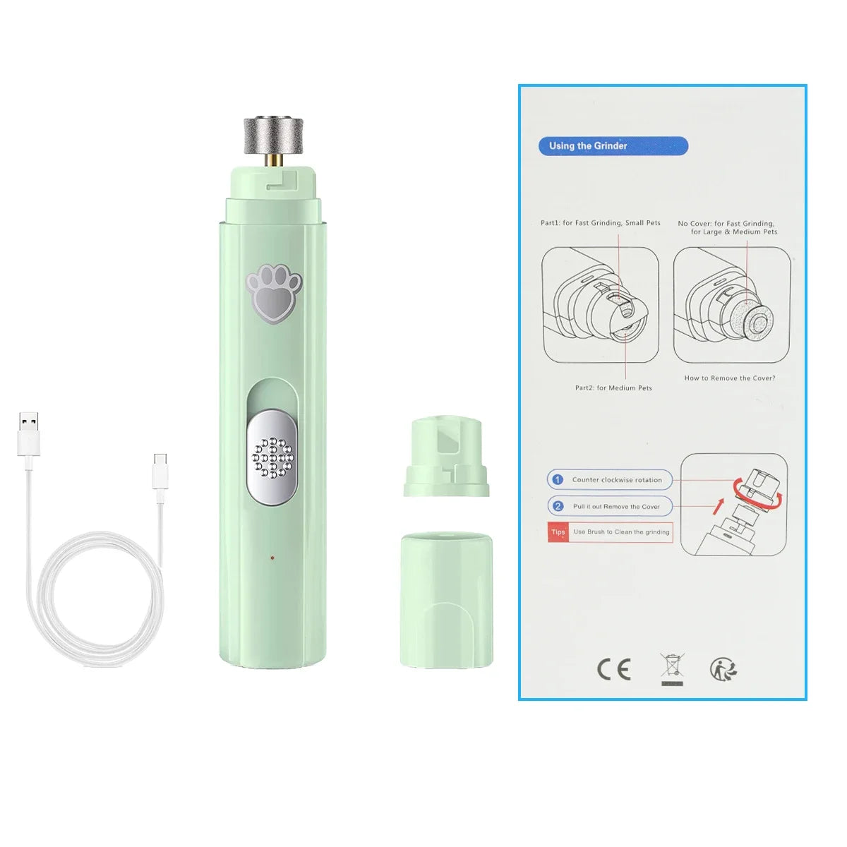 Evite que seu pet arranhe e machuque alguèm com suas unhas .Aparador de unhas elétrico para cães, recarregável via USB, indolor, com roda polidora para animais de estimação de pequeno e grande porte.