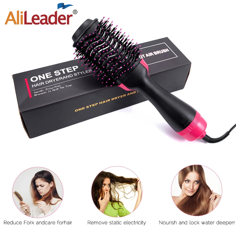 Nova Escova de ar quente profissional para salão de beleza, secador e modelador de cabelo com gerador de íons negativos, alisador e modelador de cachos.