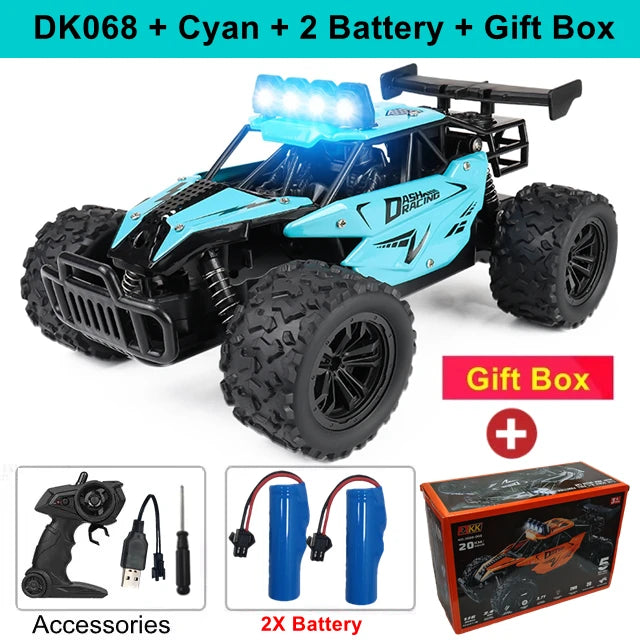 Carro de controle remoto RC Drift Racing 1:16 Veículo Off Road Liga 2.4G Rádio, de alta velocidade com luz  de LED