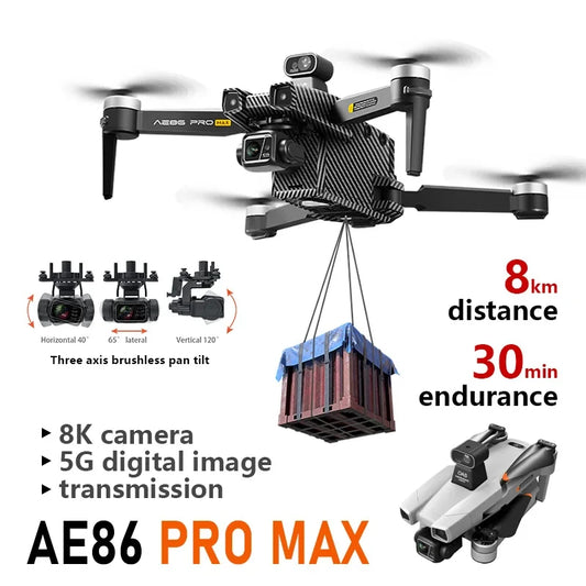 DRONE:AE86 PRO MAX  3-Axis Gimbal Aircraft 8K ESC Câmera Dupla Potência sem escova Laser 360° Desvio de obstáculos Fluxo óptico pairando