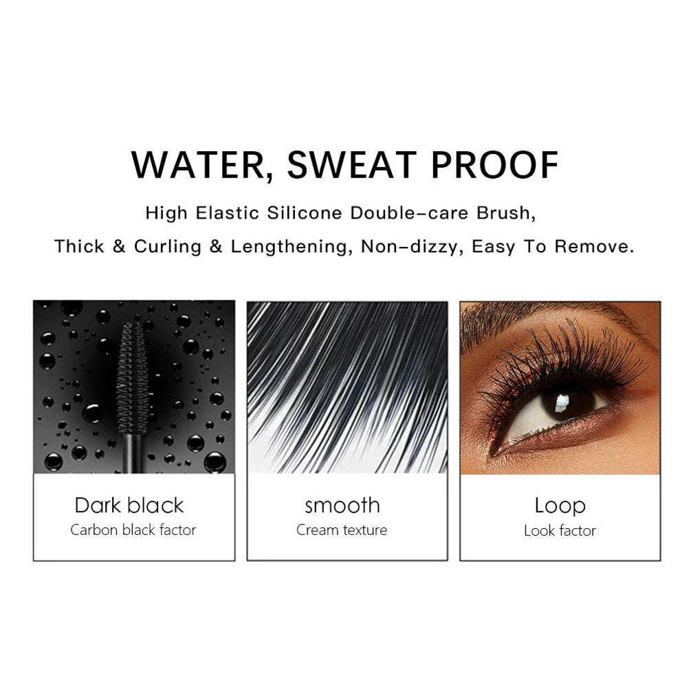 Qibest 4d preto rímel à prova dwaterproof água alongamento curling cílios  fibra de sedal volume extra 5g maquiagem