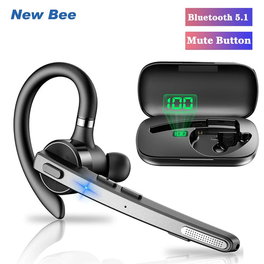 Novo fone de ouvido Bluetooth Bee M53 sem fio, microfone duplo, silenciador, cancelamento de ruído, viva-voz, para motorista, escritório