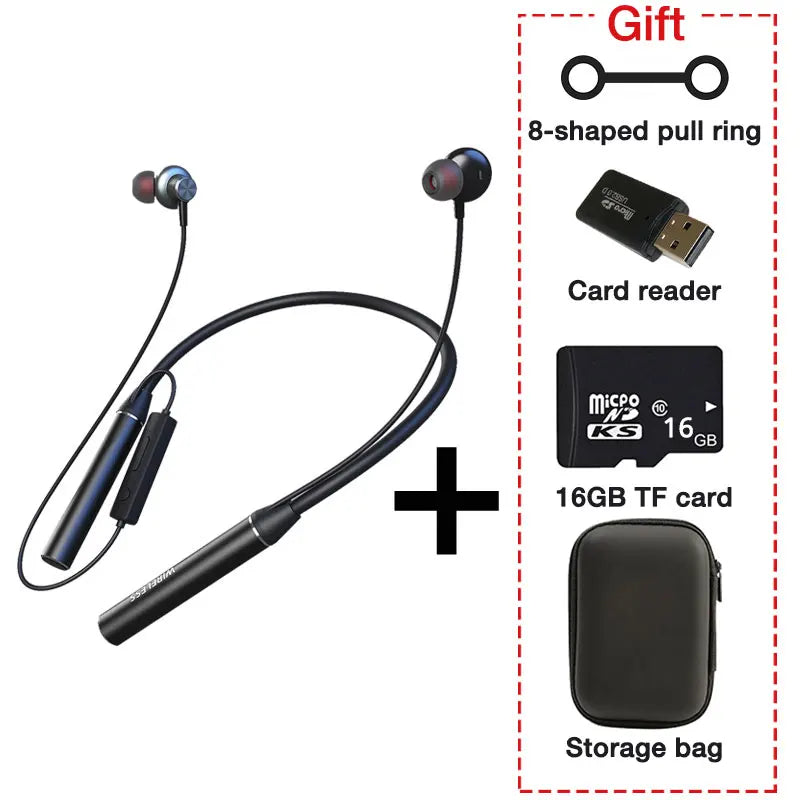 EARDECO Fone de ouvido Bluetooth sem fio com microfone, estéreo, faixa de pescoço, fone de ouvido esportivo, cartão TF, 180 horas de duração