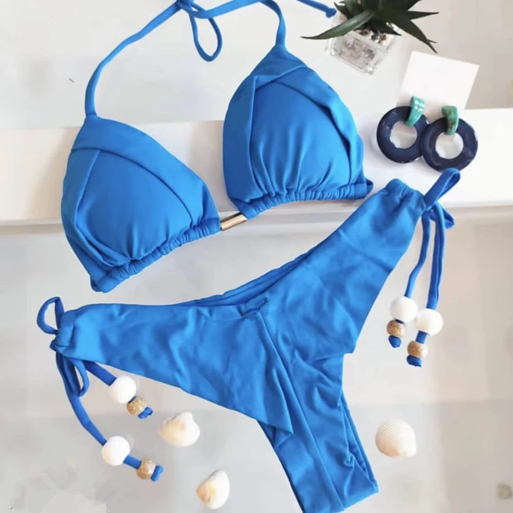 Voce brilhando junto ao so  lRUOTONGSEPT Novo biquíni triangular sexy em 13 cores voce brilhando junto ao sol