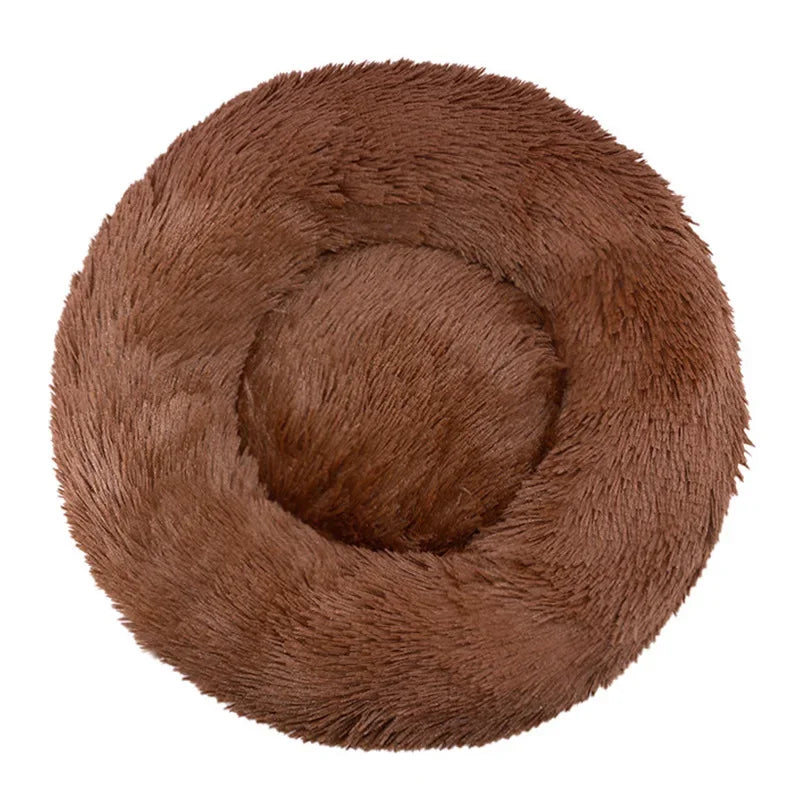 Cama redonda para animais de estimação de 40-90 cm para cães grandes, cama supermacia para gatos, cama longa de pelúcia para cães médios, casa quente para dormir no inverno