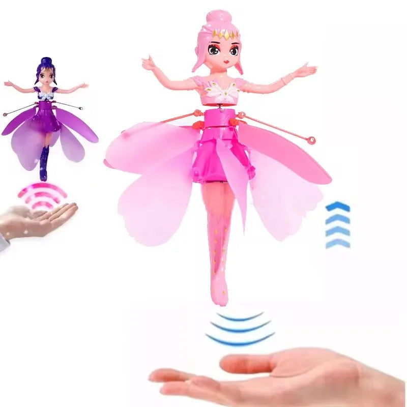 Faça a alegria da criançada ,Helicóptero de Princesa Giratório e Luminoso, Boneca Dançante com Sensor de Gestos, Brinquedo Voador Luminoso