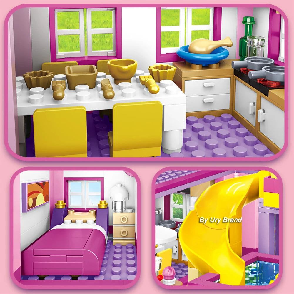 sua criança vai amar ,Casa Verão , Blocos de Construção, Conjuntos Figuras Piscina, Brinquedos meninas DIY para Presente
