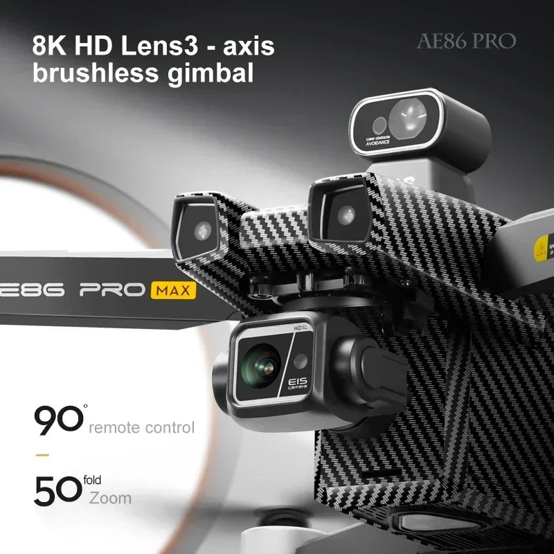 DRONE:AE86 PRO MAX  3-Axis Gimbal Aircraft 8K ESC Câmera Dupla Potência sem escova Laser 360° Desvio de obstáculos Fluxo óptico pairando