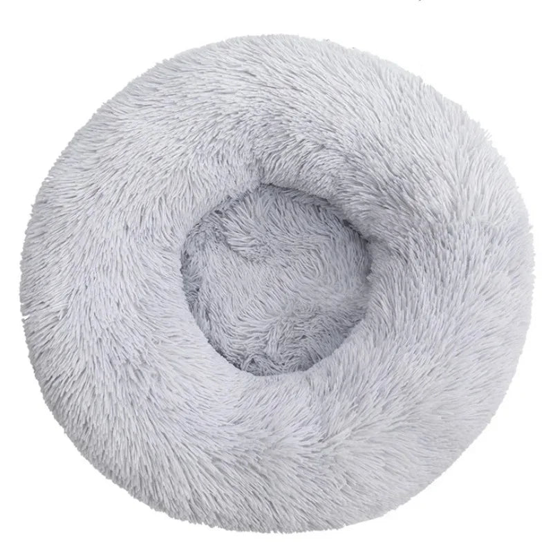 Cama redonda para animais de estimação de 40-90 cm para cães grandes, cama supermacia para gatos, cama longa de pelúcia para cães médios, casa quente para dormir no inverno