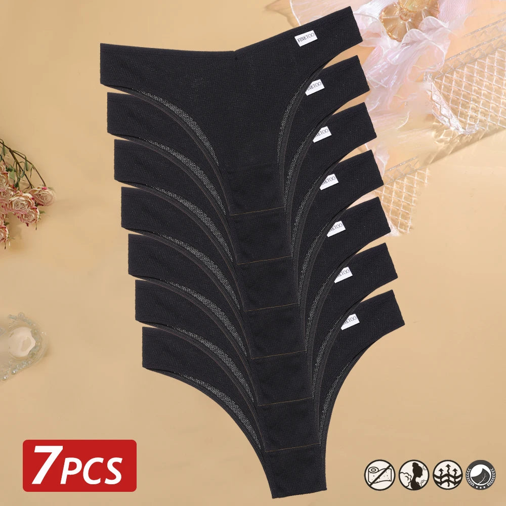 7 pçs/set calcinha de algodão waffle feminino sexy cintura v calcinha respirável macio roupa interior sólida lingerie
