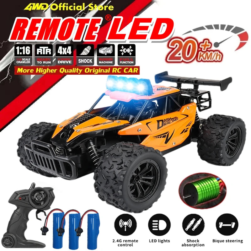 Carro de controle remoto RC Drift Racing 1:16 Veículo Off Road Liga 2.4G Rádio, de alta velocidade com luz  de LED