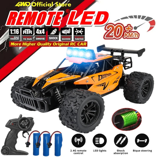 Carro de controle remoto RC Drift Racing 1:16 Veículo Off Road Liga 2.4G Rádio, de alta velocidade com luz  de LED