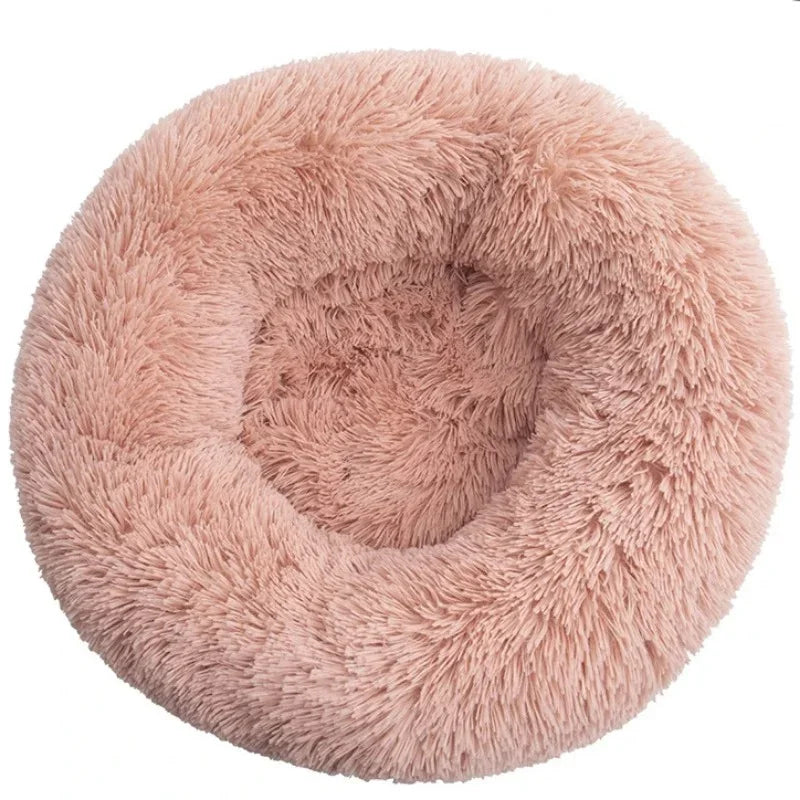 Cama redonda para animais de estimação de 40-90 cm para cães grandes, cama supermacia para gatos, cama longa de pelúcia para cães médios, casa quente para dormir no inverno