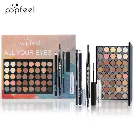 Conjunto de maquiagem Popfeel-Eye , paleta de sombras, delineador, rímel, lápis de sobrancelha, maquiagem Tool Box