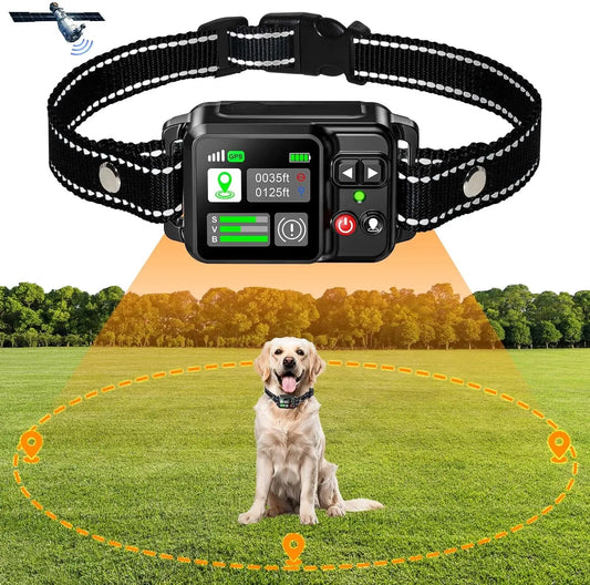 Sistema de cerca elétrica sem fio com GPS para cães - Cerca elétrica para cães com tecnologia de satélite GPS, alcance do sistema de cerca para animais de estimação de 15 a 200 metros.