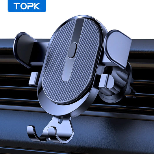 Suporte de telefone para carro, universal  com trava automática e clipe de gancho para saída de ar do carro para iPhone Samsung
