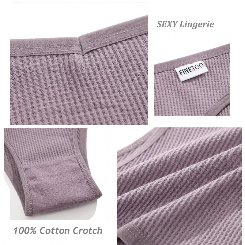 7 pçs/set calcinha de algodão waffle feminino sexy cintura v calcinha respirável macio roupa interior sólida lingerie