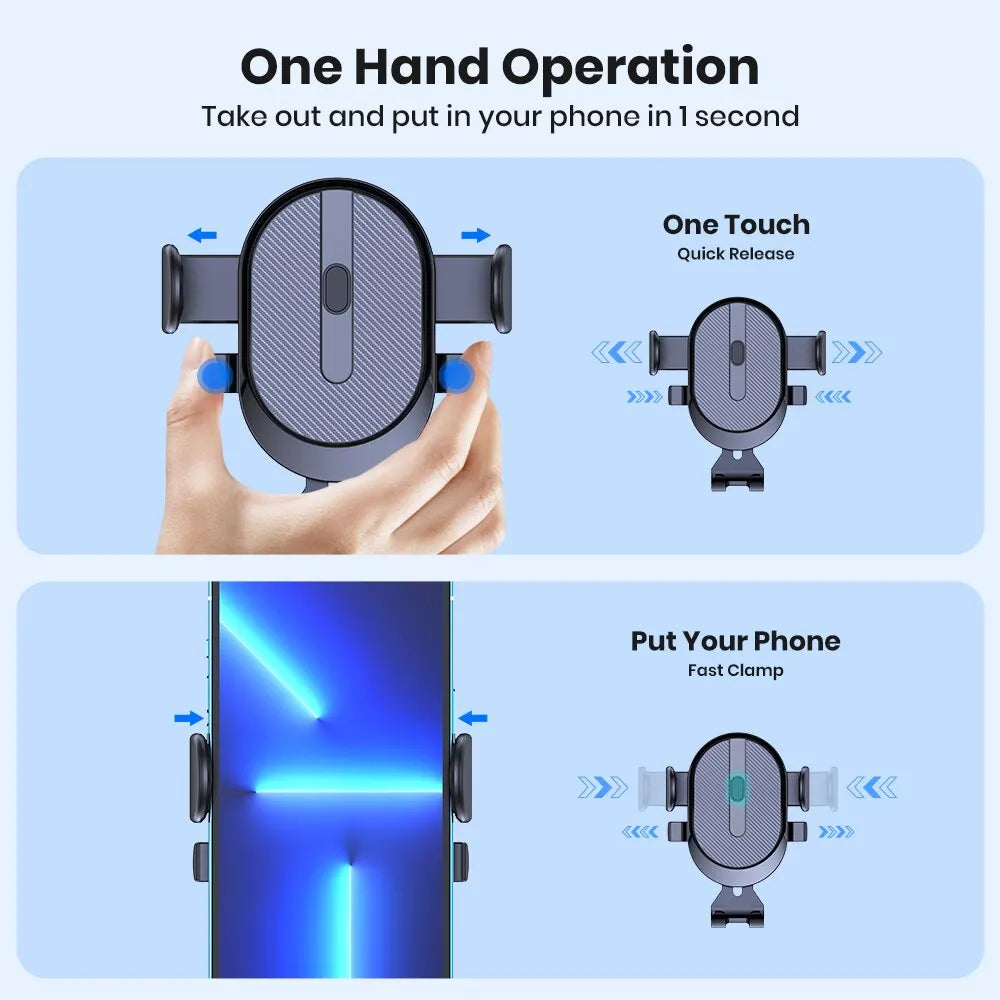 Suporte de telefone para carro, universal  com trava automática e clipe de gancho para saída de ar do carro para iPhone Samsung