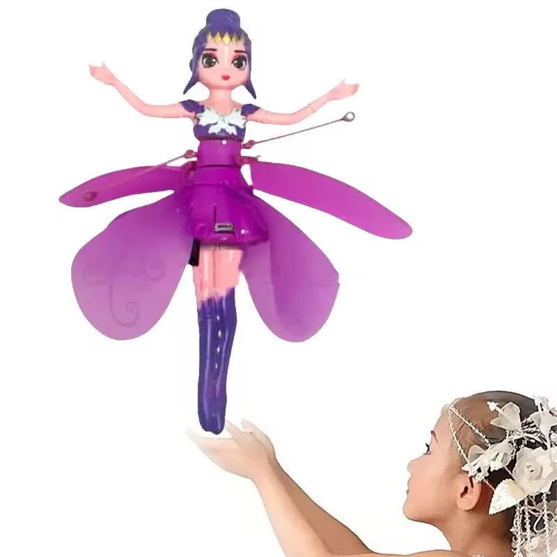 Faça a alegria da criançada ,Helicóptero de Princesa Giratório e Luminoso, Boneca Dançante com Sensor de Gestos, Brinquedo Voador Luminoso
