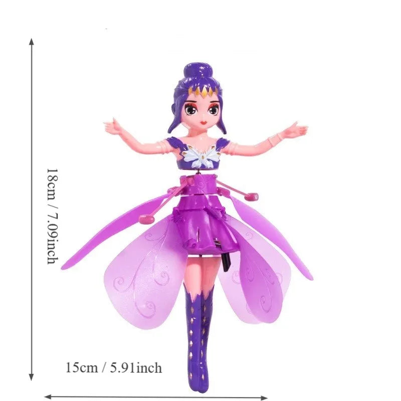 Faça a alegria da criançada ,Helicóptero de Princesa Giratório e Luminoso, Boneca Dançante com Sensor de Gestos, Brinquedo Voador Luminoso