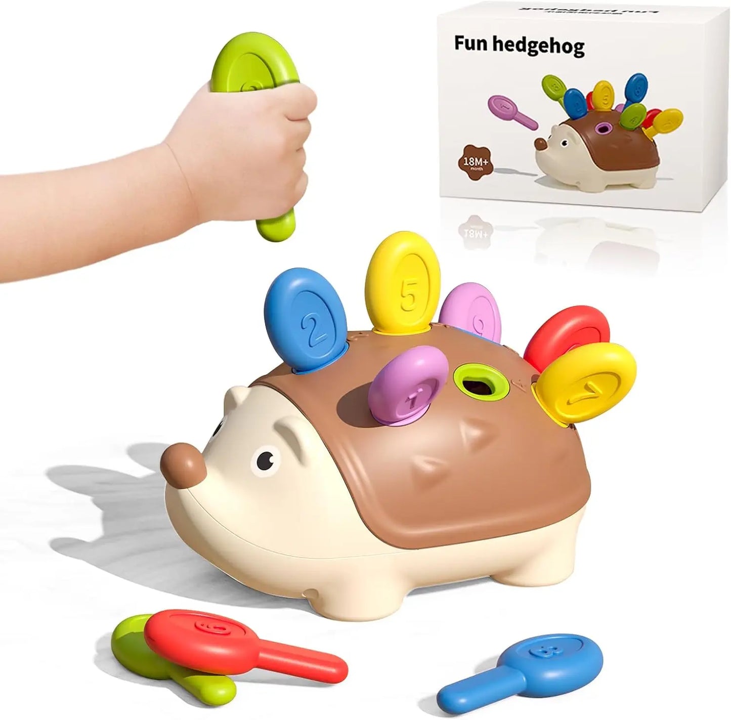 Brinquedo educativo Montessori ouriço, brinquedos de coordenação motora para crianças , aprendizado de contagem e treinamento, desenvolvimento da concentração, sensorial