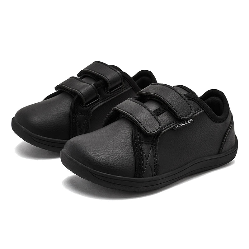 Sua criança na moda infantil HOBIBEAR Sapatos tênis minimalistas de bico largo, leves, com velcro, em couro artificial