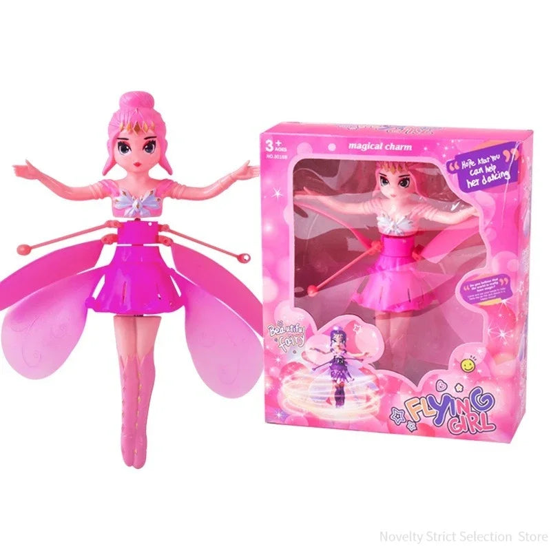 Faça a alegria da criançada ,Helicóptero de Princesa Giratório e Luminoso, Boneca Dançante com Sensor de Gestos, Brinquedo Voador Luminoso