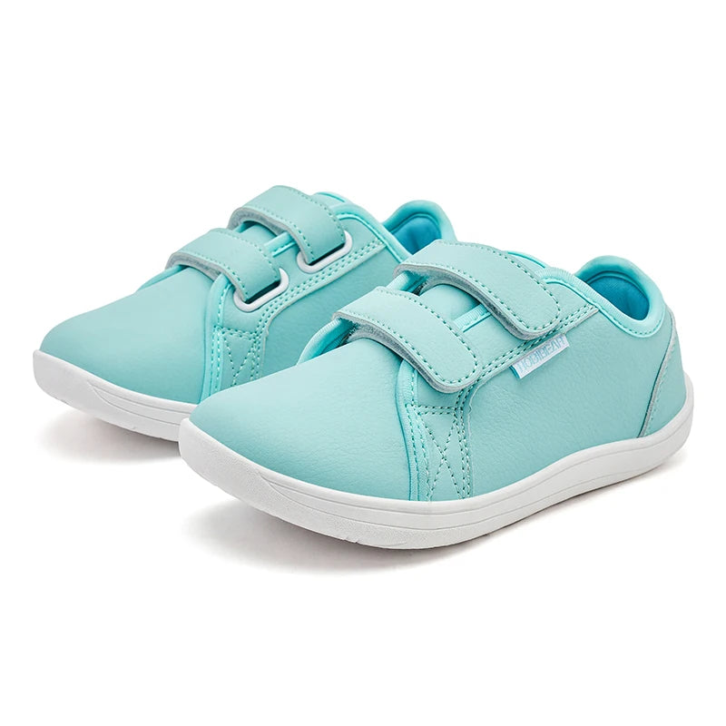 Sua criança na moda infantil HOBIBEAR Sapatos tênis minimalistas de bico largo, leves, com velcro, em couro artificial