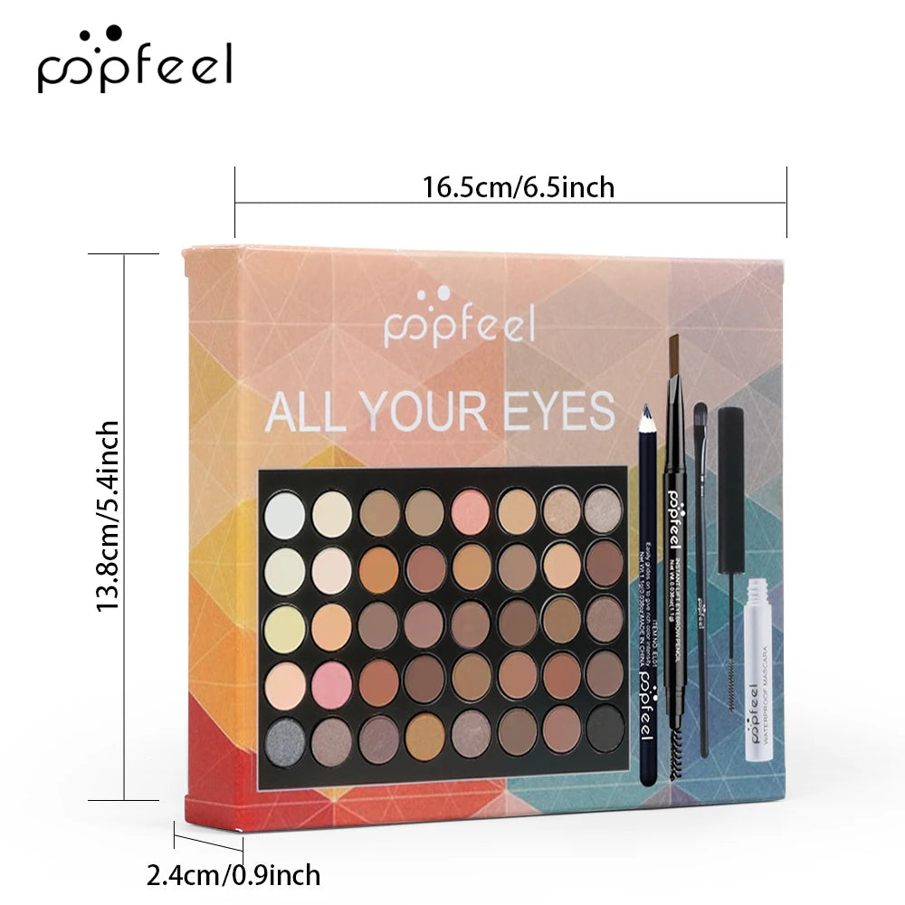 Conjunto de maquiagem Popfeel-Eye , paleta de sombras, delineador, rímel, lápis de sobrancelha, maquiagem Tool Box