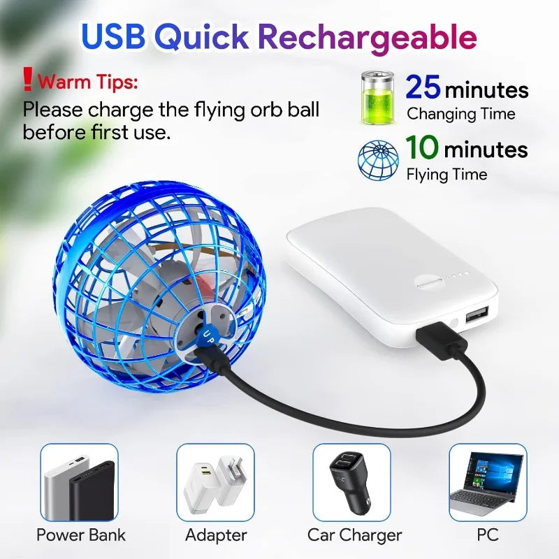Deixe o celular e tenha um tempo de lazer com sua criança!!!! Brinquedo de bumerangue flutuante controlado por mão, bola giratória voadora em formato de esfera, drone em formato de esfera.