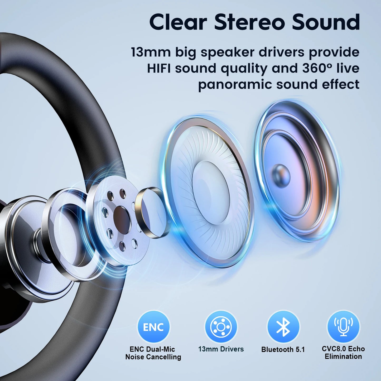 Novo fone de ouvido Bluetooth Bee M53 sem fio, microfone duplo, silenciador, cancelamento de ruído, viva-voz, para motorista, escritório