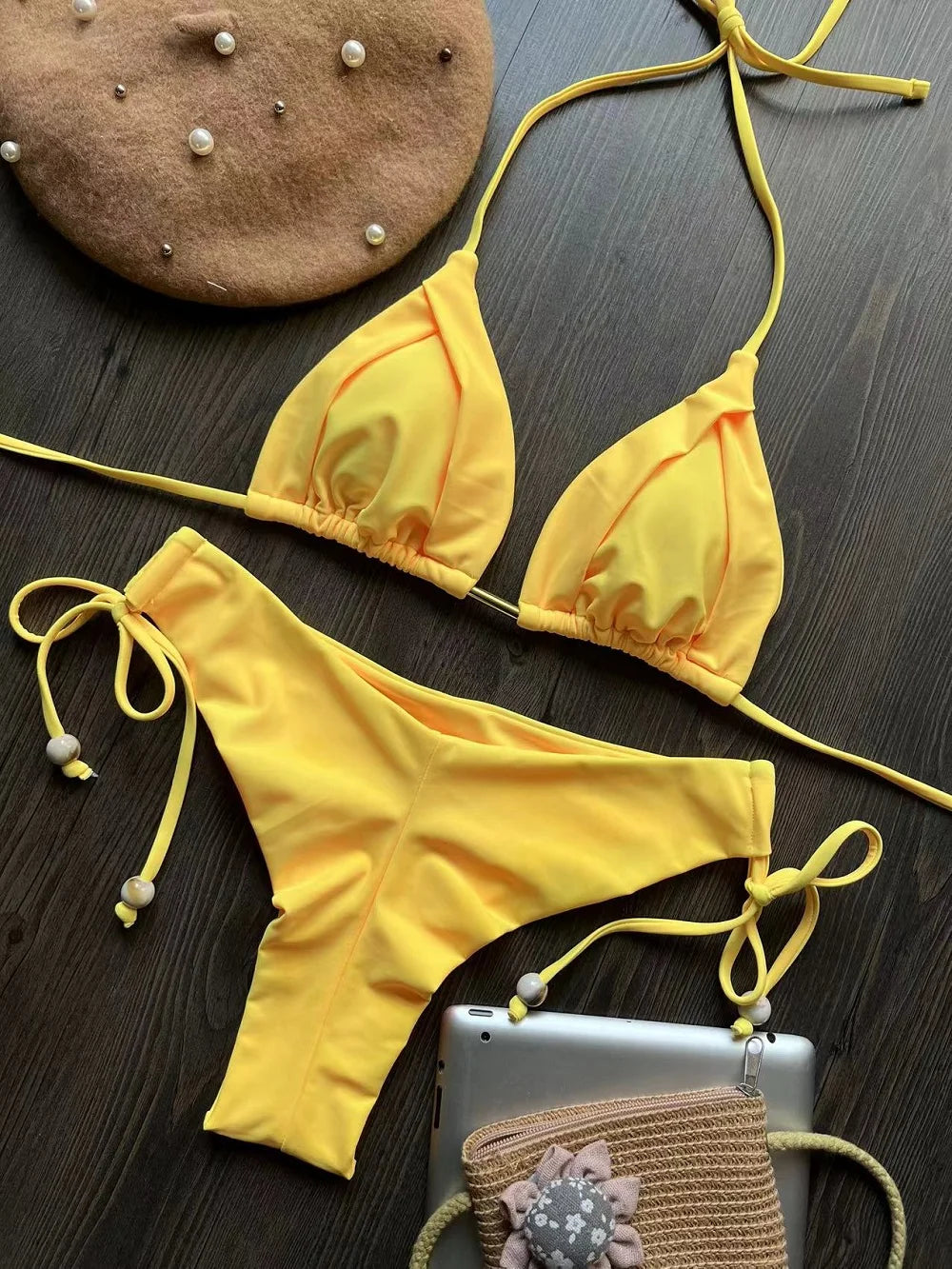 Voce brilhando junto ao so  lRUOTONGSEPT Novo biquíni triangular sexy em 13 cores voce brilhando junto ao sol