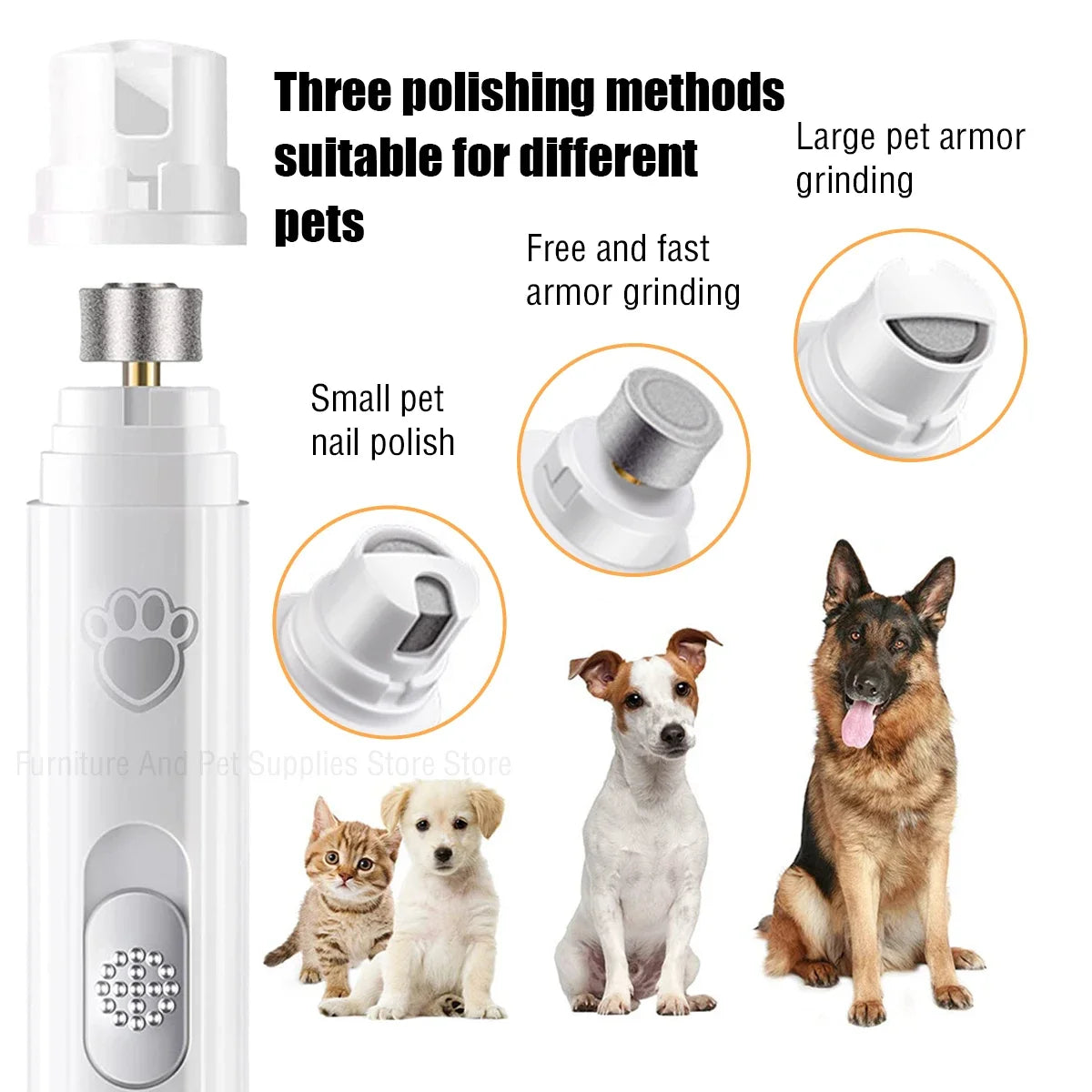 Evite que seu pet arranhe e machuque alguèm com suas unhas .Aparador de unhas elétrico para cães, recarregável via USB, indolor, com roda polidora para animais de estimação de pequeno e grande porte.