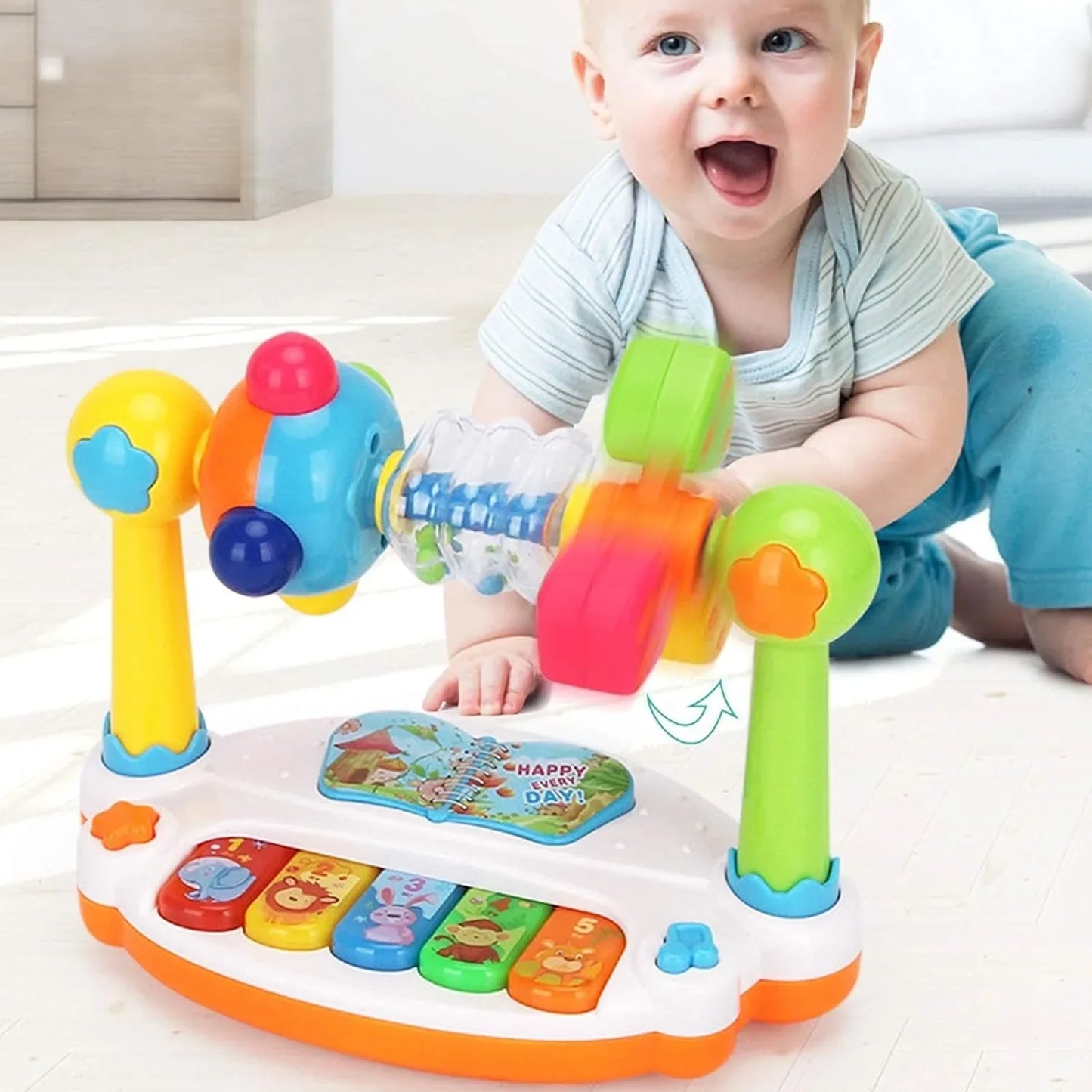 Criança artista è a sua !!! Piano de brinquedo para bebês e crianças, teclado musical giratório com luzes e sons, brinquedo musical educativo para bebês e crianças pequenas.
