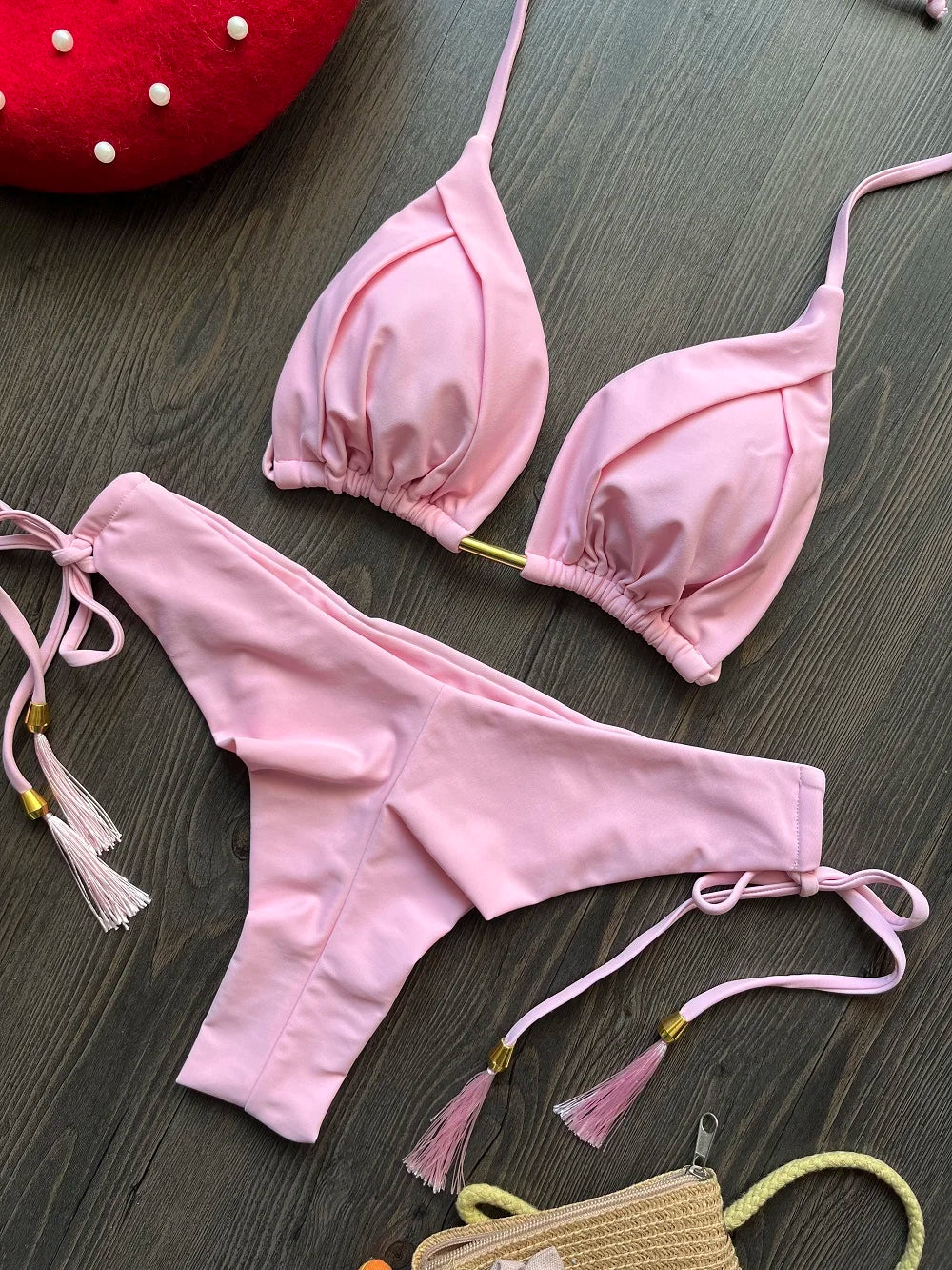 Voce brilhando junto ao so  lRUOTONGSEPT Novo biquíni triangular sexy em 13 cores voce brilhando junto ao sol