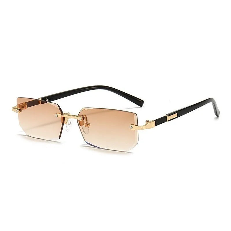 Charme e Elegânçia ,Óculos de Sol Retrô, Marca Designer,  Sem Aro, Lentes Recortadas,Sem Armação